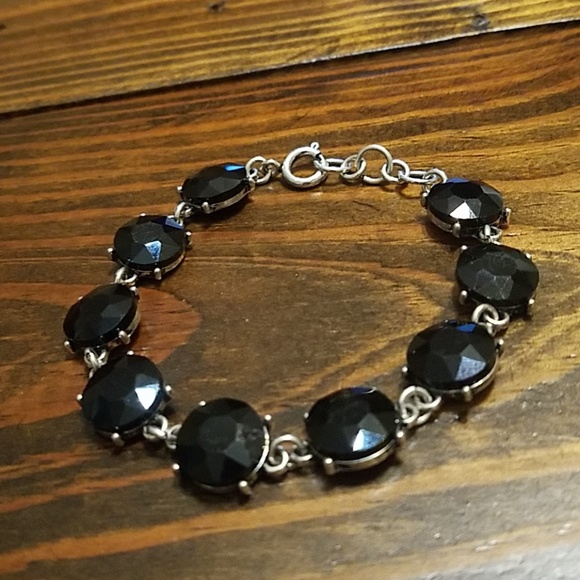 Silver Black Bracelet Teardrop Earrings - Picture 2 of 3